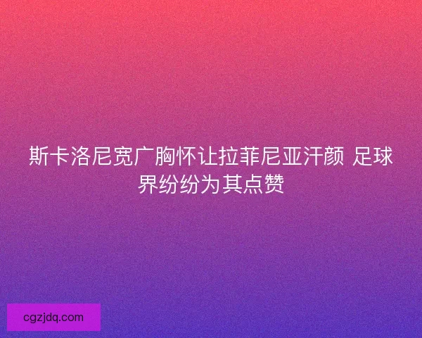 斯卡洛尼宽广胸怀让拉菲尼亚汗颜 足球界纷纷为其点赞